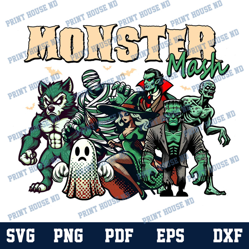 Retro Halloween Monster Png Monster Mash Png Vintage Ghost Halloween Png Monster Tee Png Halloween Mash Png Svg 0