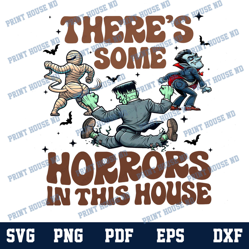 Theres Some Horrors In This House Sweat Png Funny Halloween Png Retro Halloween Png Funny Pumpkin Hoodie Design 0