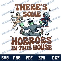 there's some horrors in this house sweat png, funny halloween png, retro halloween png, funny pumpkin hoodie design