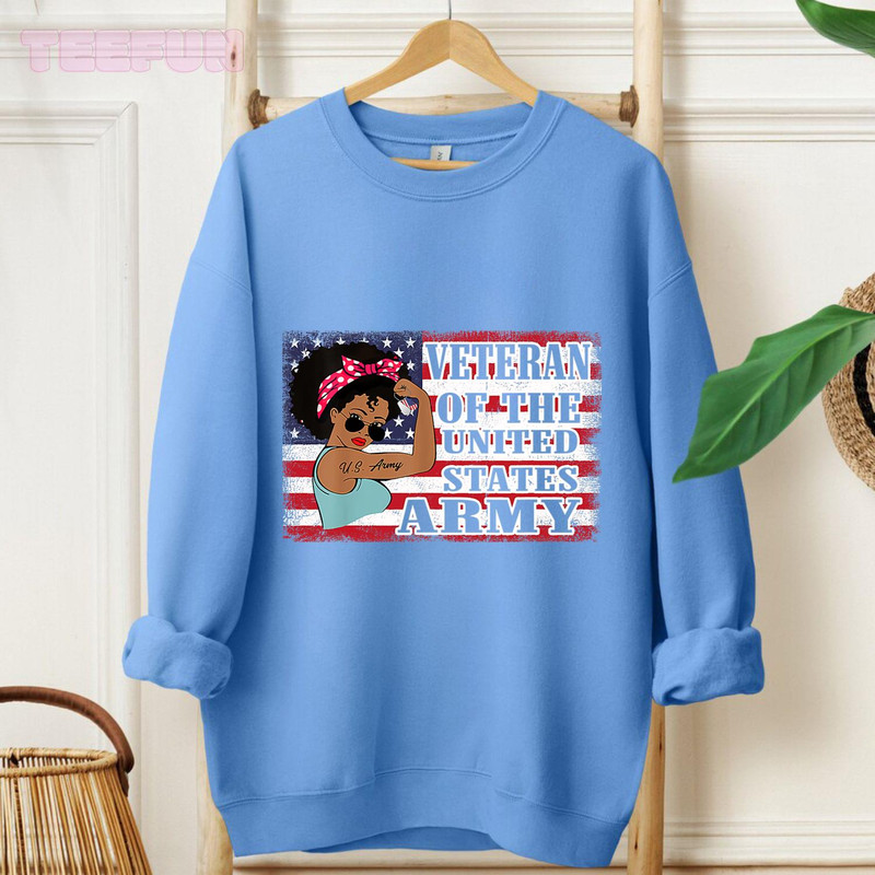 African American Army Veteran Female Shirt, Melanin US Army_regular_Hoodie_Blue.jpg