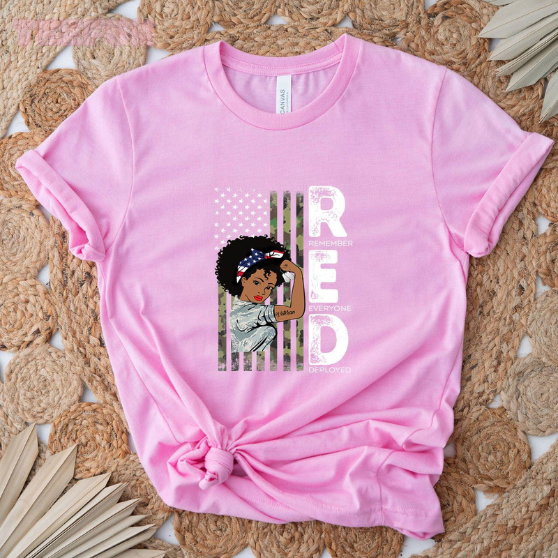 African American Female Veteran Support All US Veteran Shirt_regular_Classic T-Shirt_Pink.jpg
