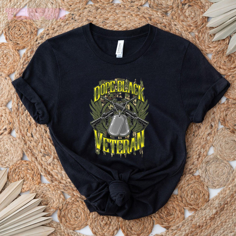 African American Military Veteran Dope Black Camo Patriotic_regular_Classic T-Shirt_Black.jpg