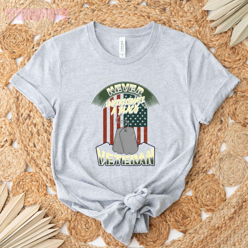 African American Veteran Black Military Vet American Flag_regular_Classic T-Shirt_Gray.jpg