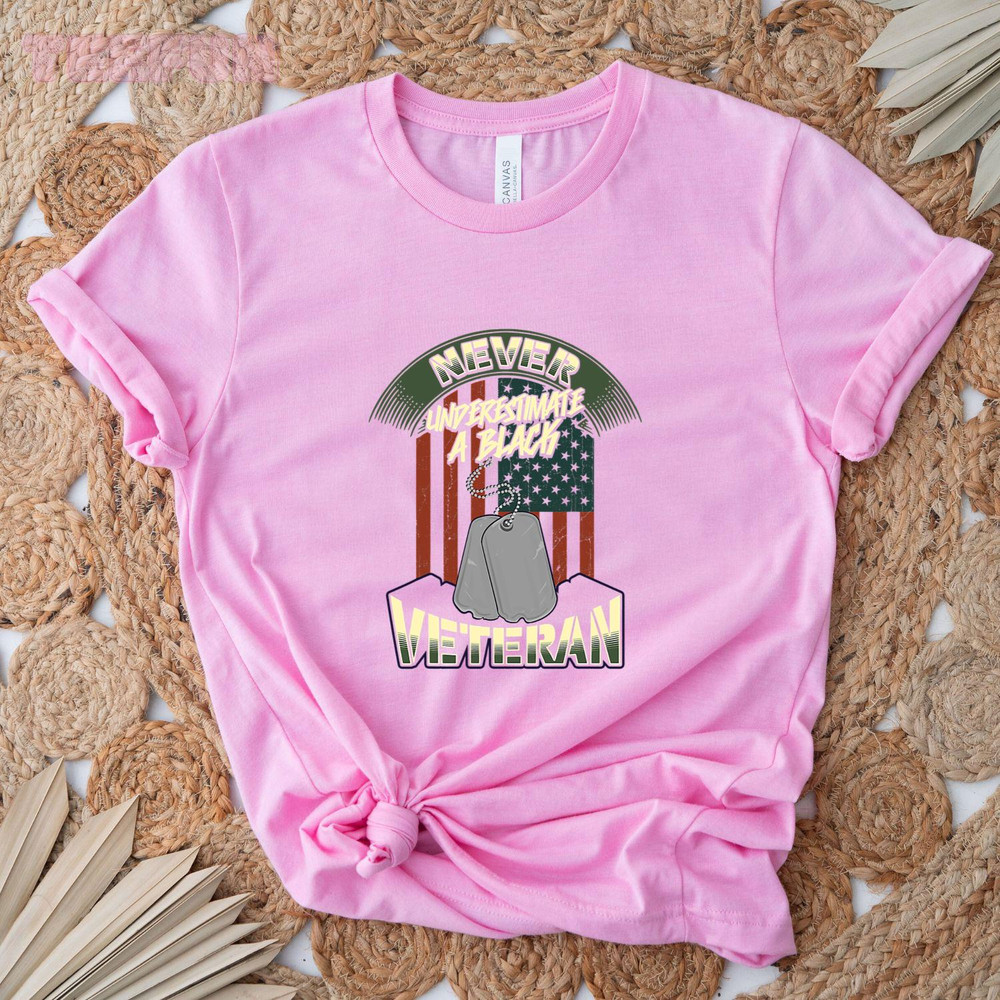 African American Veteran Black Military Vet American Flag_regular_Classic T-Shirt_Pink.jpg