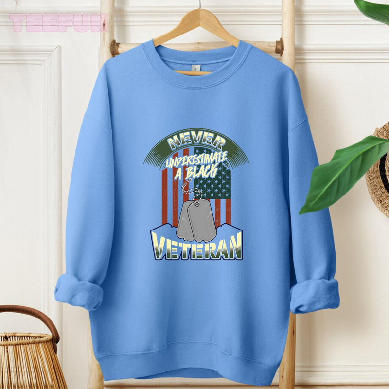 African American Veteran Black Military Vet American Flag_regular_Hoodie_Blue.jpg