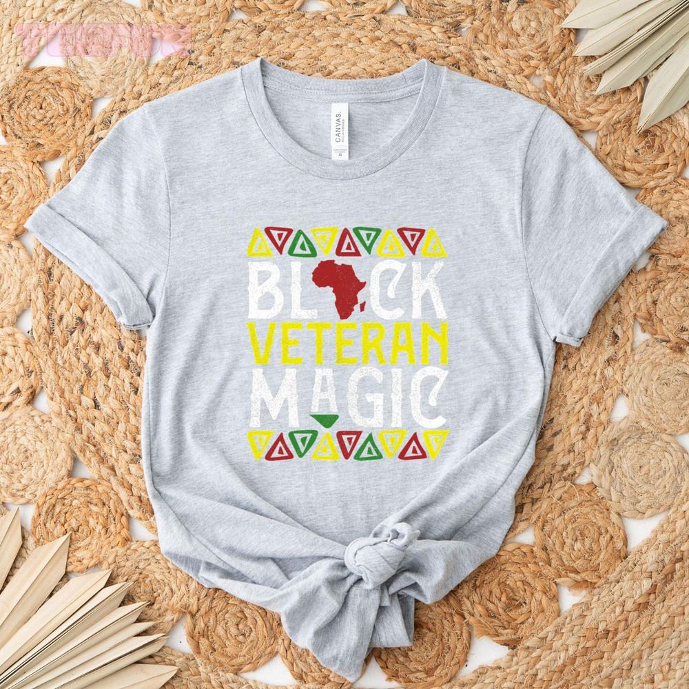 Afro Black Veteran Magic Apparel, African American Melanin_regular_Classic T-Shirt_Gray.jpg