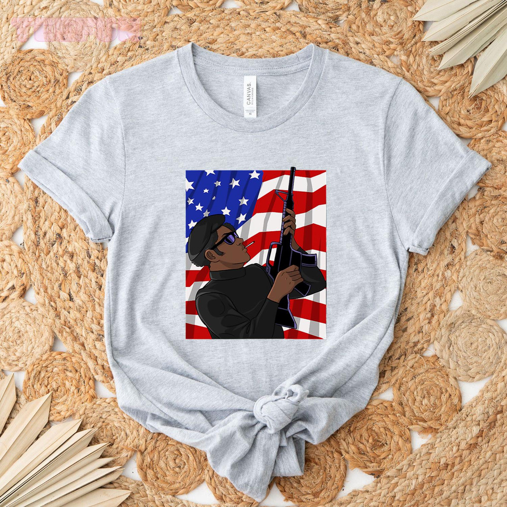 Black Soldier African American Military Veteran US Flag Tee_regular_Classic T-Shirt_Gray.jpg