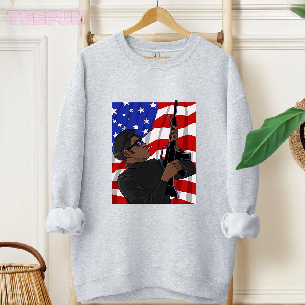 Black Soldier African American Military Veteran US Flag Tee_regular_Hoodie_Gray.jpg