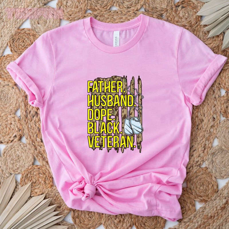 Mens Father Husband Dope Black Military Veteran African American_1_original_Classic T-Shirt_Pink.jpg