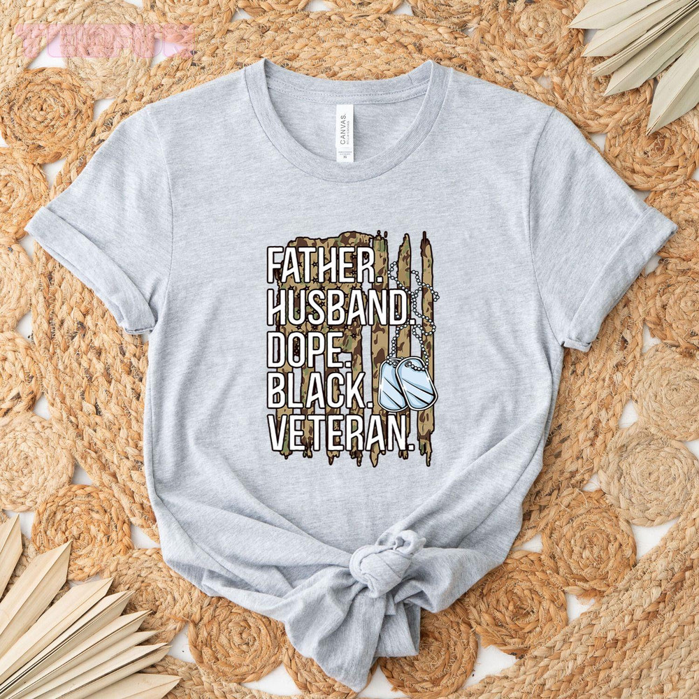 Mens Father Husband Dope Black Military Veteran African American_regular_Classic T-Shirt_Gray.jpg