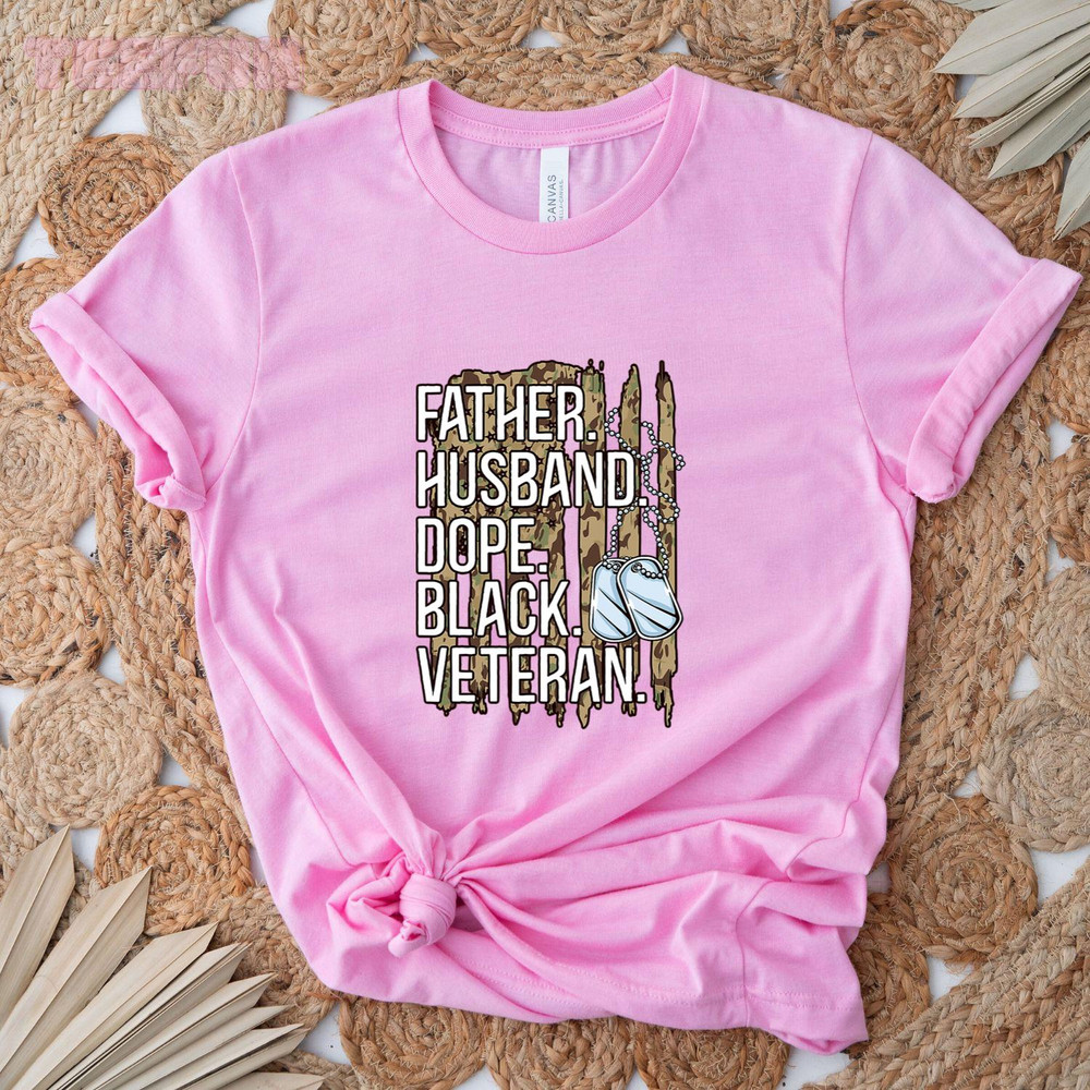 Mens Father Husband Dope Black Military Veteran African American_regular_Classic T-Shirt_Pink.jpg