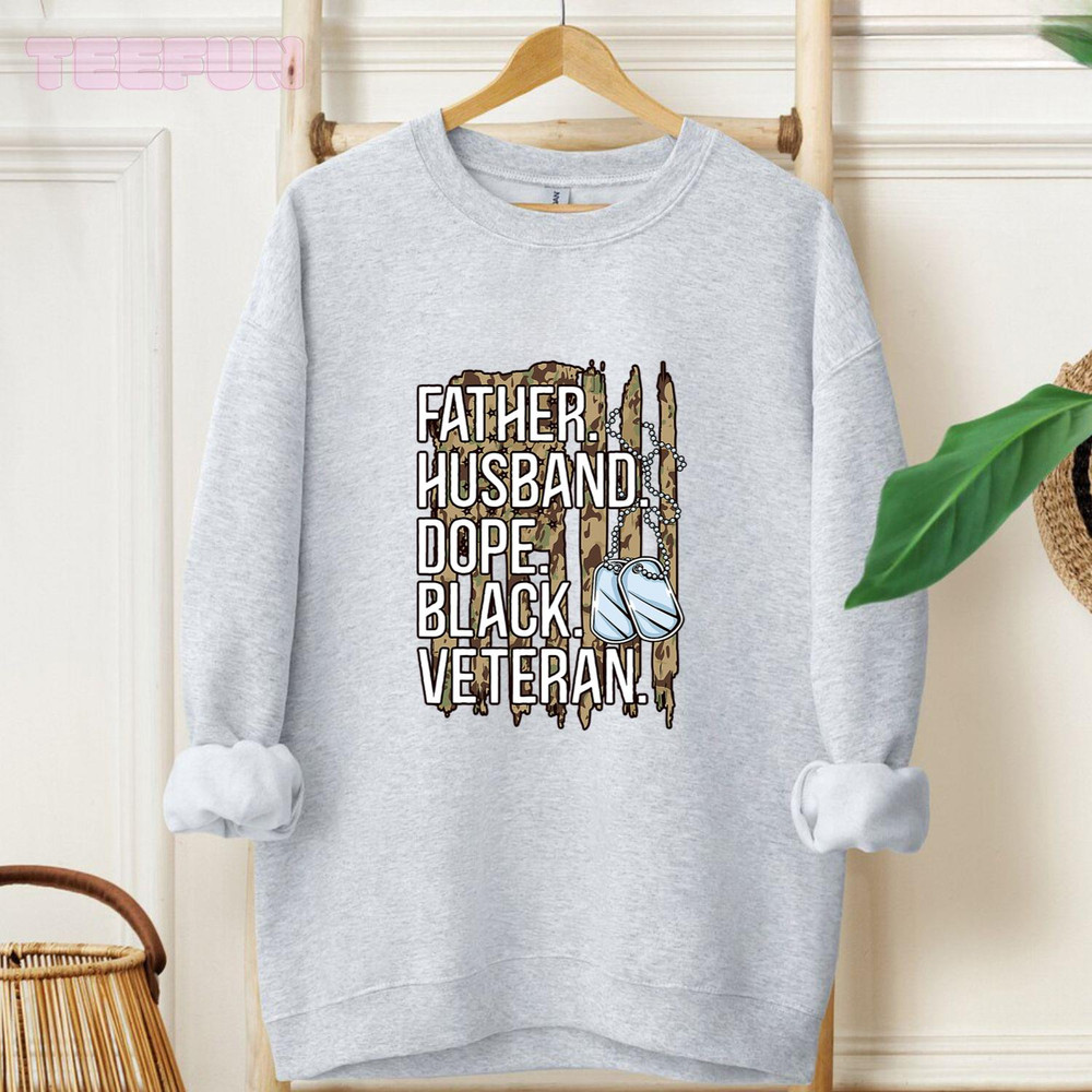 Mens Father Husband Dope Black Military Veteran African American_regular_Hoodie_Gray.jpg