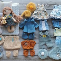 Textill Rad doll 5 inch with Set clothes, Textill baby doll, Organik cotton doll, Tiny stuffed doll, Baby soft doll