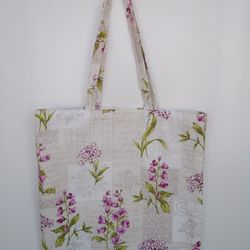 Canvas bag tote bag environmental protection bag stacking bag, Strong reusable tote bag with flowers, eco friendly