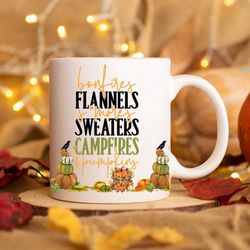 bonfires flannel s'mores fall coffee mug, fall coffee mug,