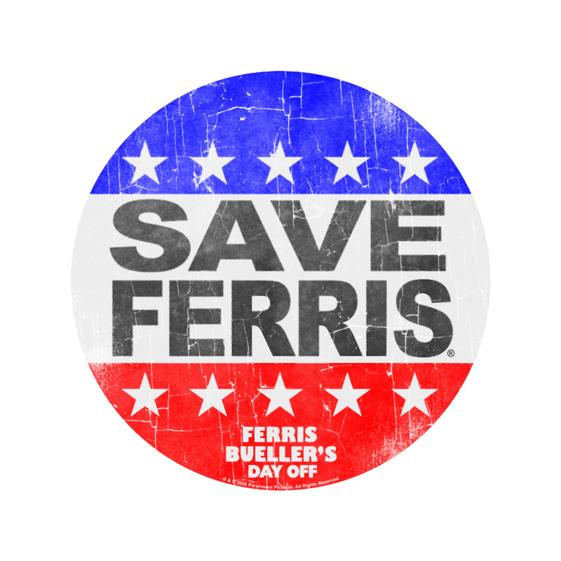 Ferris Bueller Save Ferris American Flag Election Button.png