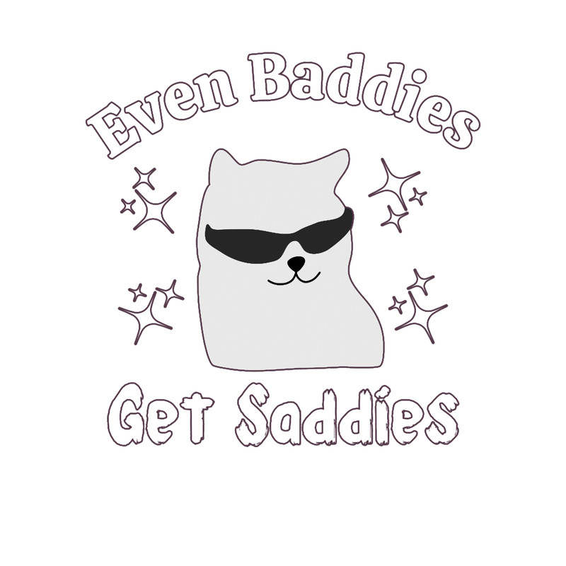 Even Baddies Get Saddies, funny cat meme.png