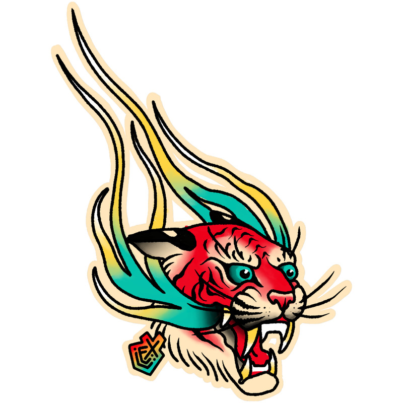 FIRE TIGERFire Breathing tigerModern traditional tattoo style.png
