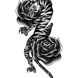 neotraditional tiger and roses (bampw)