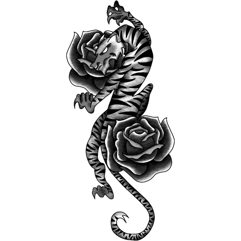 Neo-Traditional Tiger and Roses (B_amp_W).png