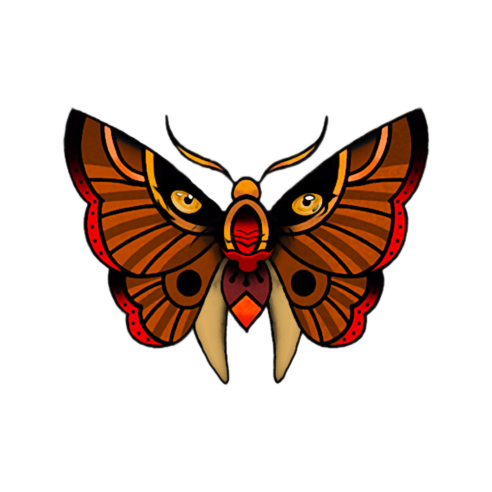 Tiger butterfly old school tattoo.png