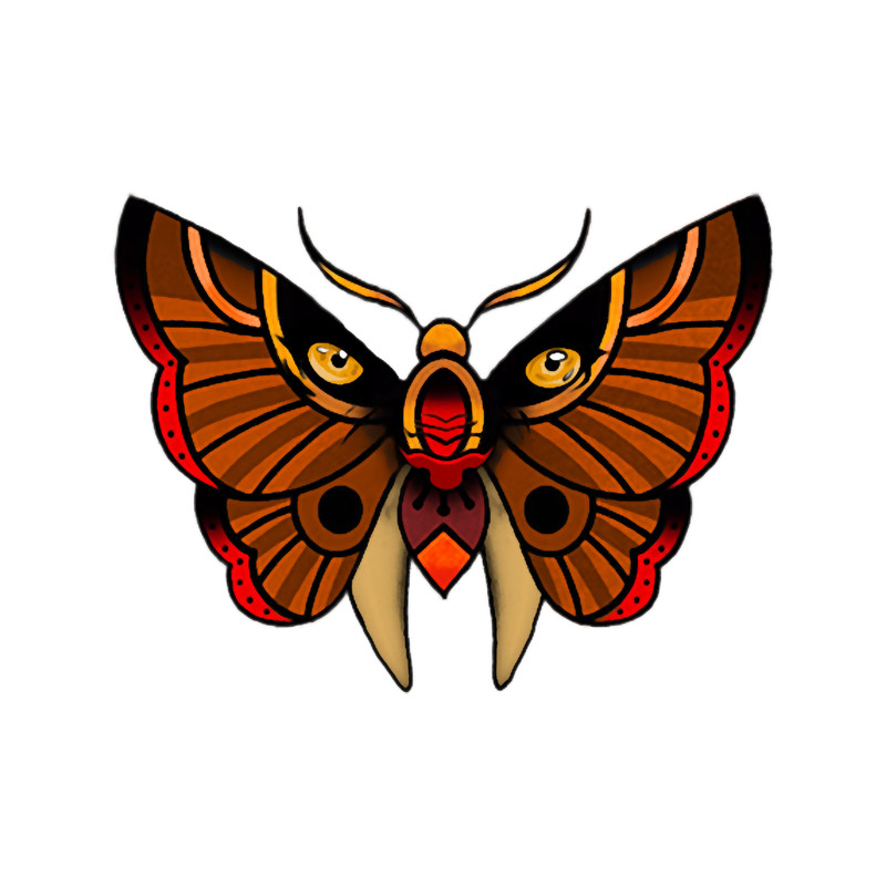 Tiger butterfly old school tattoo.png