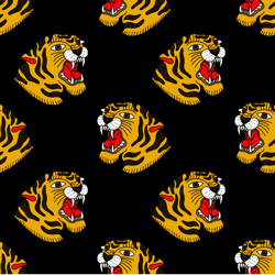 tiger illustration traditional tattoo flash seamless pattern