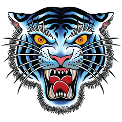 white tiger head traditional tattoo art illustration