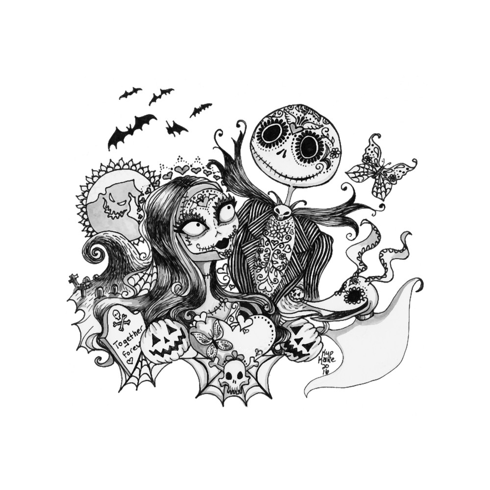 Day of the Dead Jack and Sally Fitted Scoop .png