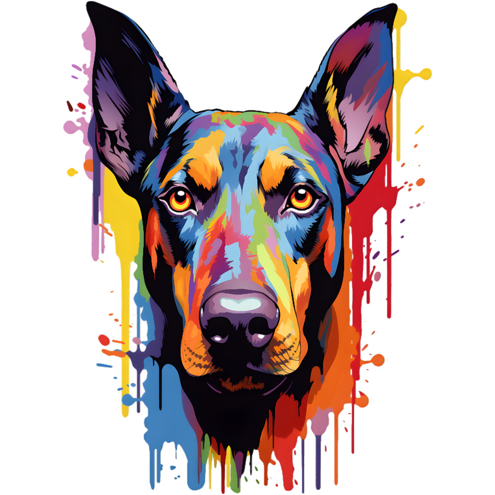 Natural Ear Doberman Colourful Paint Dog.png