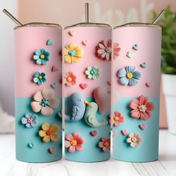 3d love birds floral 20 oz skinny straight tumbler wrap png