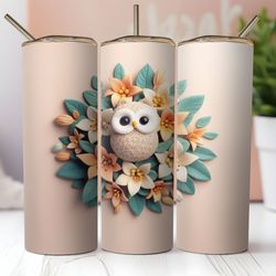 3d baby owl 20 oz skinny straight tumbler wrap png