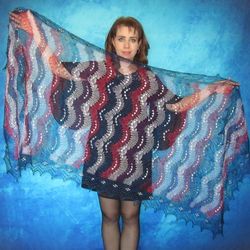 Bright colorful women's scarf with embroidery, Warm Russian shawl, Orenburg wool wrap, Stole, Cape,Kerchief,Gift for her