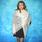 White hand knit large Russian Orenburg shawl, Warm cover up, Wool wrap, Downy kerchief, Wedding stole, Bridal cape, Big women's scarf 5.JPG
