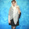 White hand knit large Russian Orenburg shawl, Warm cover up, Wool wrap, Downy kerchief, Wedding stole, Bridal cape, Big women's scarf 6.JPG