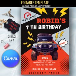 boys & girls birthday party invitation, editable digital template, party invitation