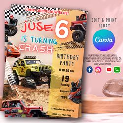 digital birthday invite template - editable via canva