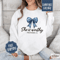 She Is Worthy Jean Bow Sweatshirt Comfort Colors Christian Coquette Crewneck Trendy Womens Sweater 0