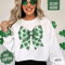 St Patrick Bow Sweatshirt St Patricks Day Crewneck Cute Womens Sweater St Patty Coquette Bow Sweats 0