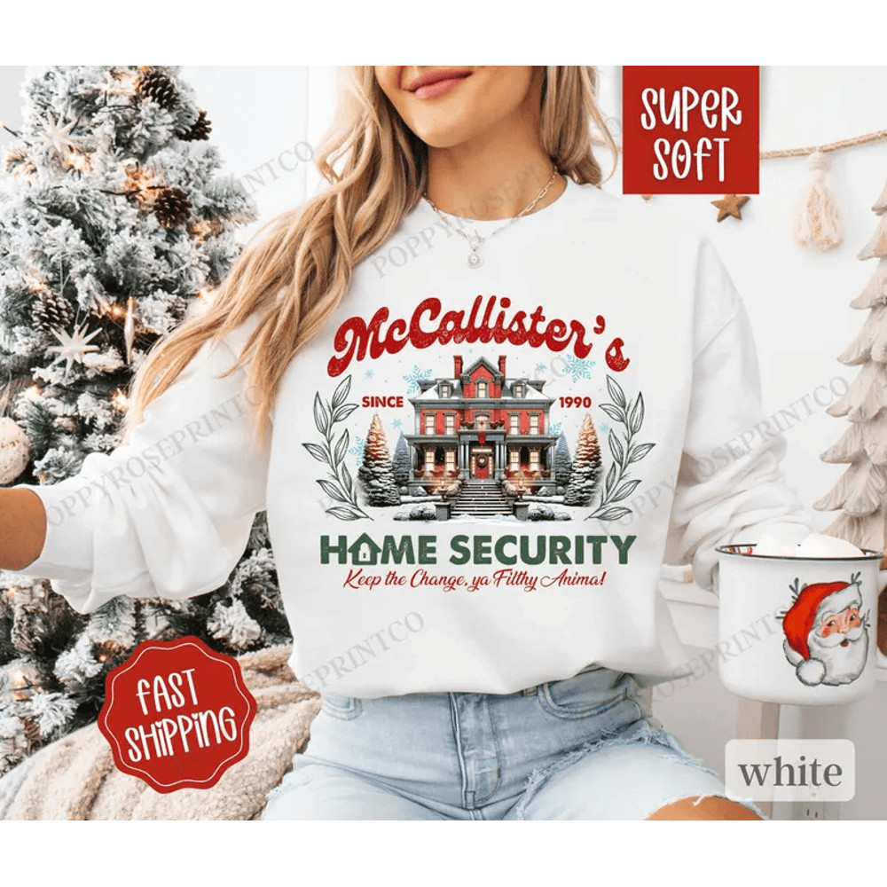 McCallisters Home Security Sweatshirt Christmas Sweater Womens Holiday Crewneck Funny Xmas Sweater 0
