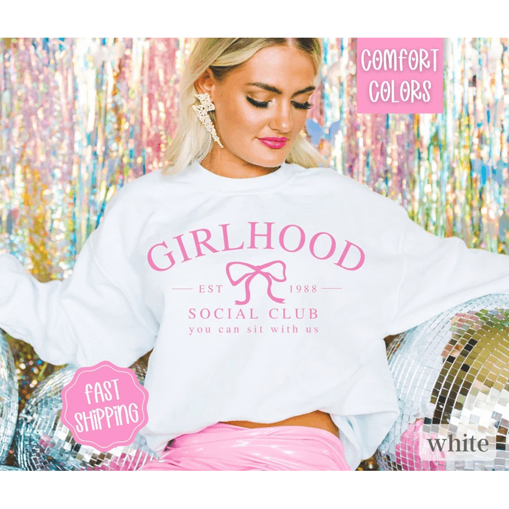 Girlhood Social Club Sweatshirt Coquette Clothing Coquette Top Pink Bow Shirt Coquette Aesthetic Pr 0