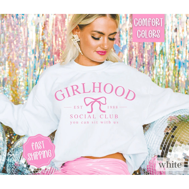 Girlhood Social Club Sweatshirt Coquette Clothing Coquette Top Pink Bow Shirt Coquette Aesthetic Pr 0