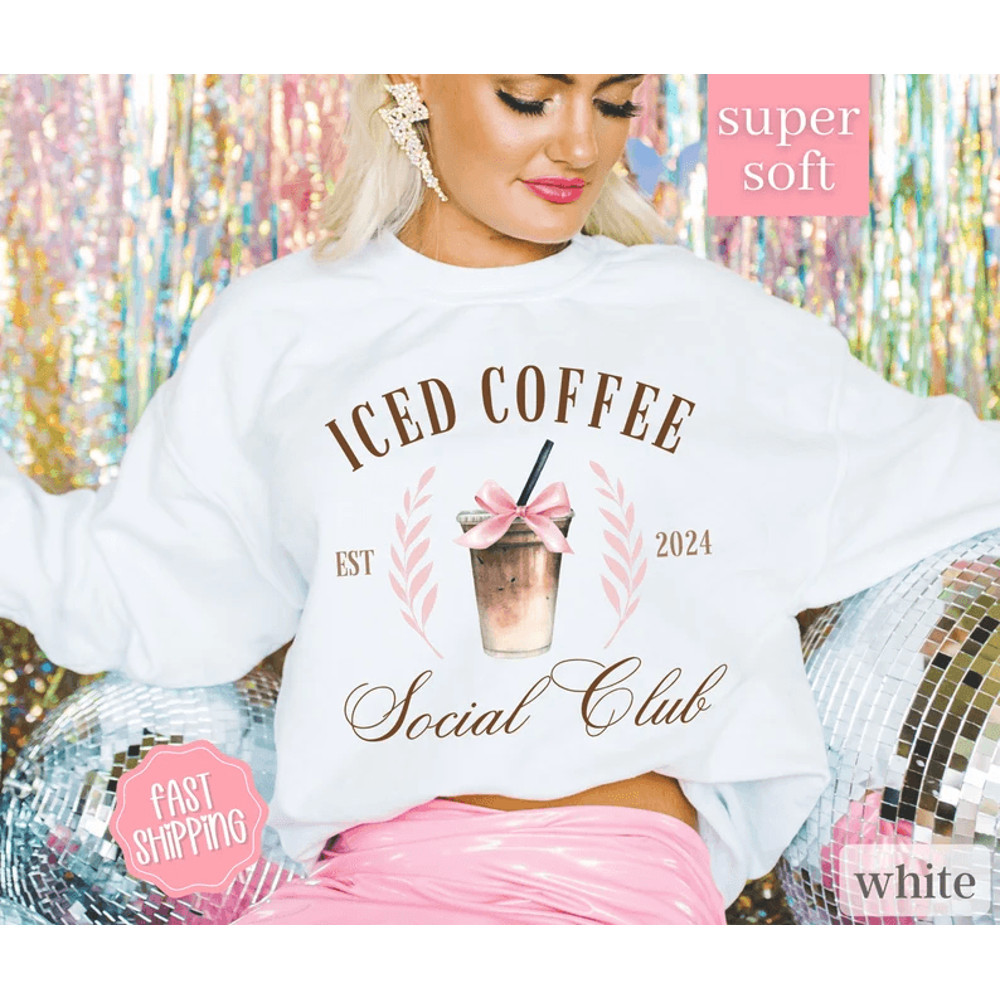 Iced Coffee Sweatshirt Iced Coffee Social Club Tee Coquette Coffee Shirt Coquette Clothing Coffee L 0