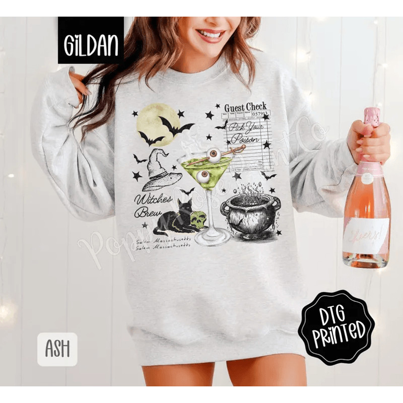 Guest Check Halloween Sweatshirt Trendy Black Cat Sweatshirt Spooky Season Crewneck Cute Halloween 0