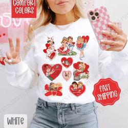 vintage valentines comfort colors sweatshirt, valentine's day women's crewneck, retro valentine women's sweater, trendy