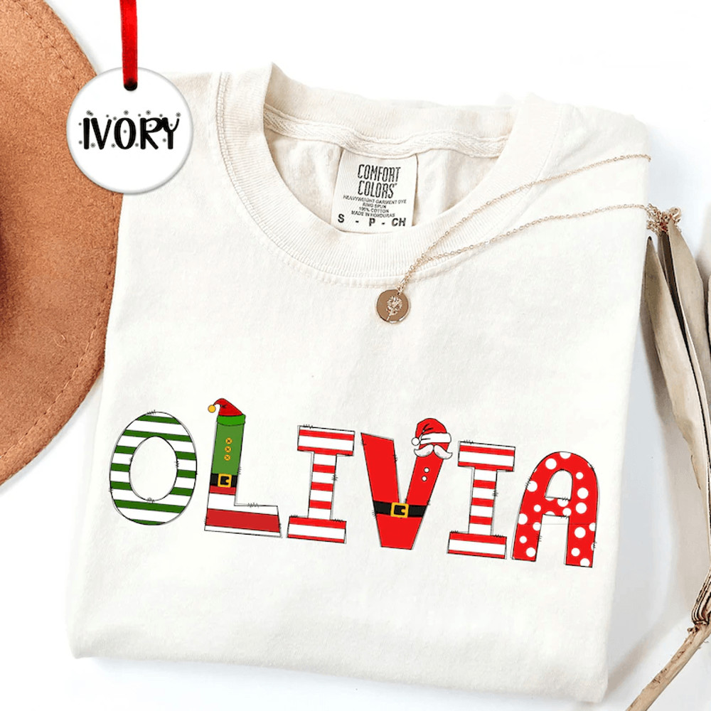 Custom Name Christmas Comfort Colors Shirt Personalized Merry Christmas Tshirt Matching Family Chri 0
