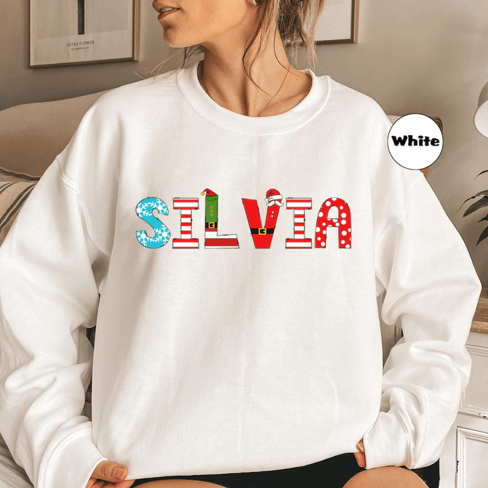 Custom Name Christmas Sweatshirt Personalized Merry Christmas Hoodie Matching Family Christmas Outf 0