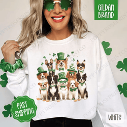 st patrick dogs sweatshirt, st patrick's day dog crewneck, cute women's sweater, dog lover sweatshirt, st. patty dog swe