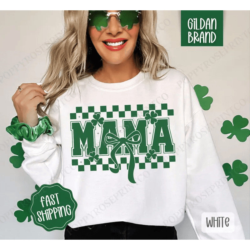 Mama St Patrick Sweatshirt St Patricks Day Crewneck Cute Womens Sweater St Pattys Day Mama Sweater 0
