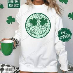 clover smiley face st patrick comfort colors sweatshirt, st patrick's day women's crewneck, cute women's sweater, st. pa